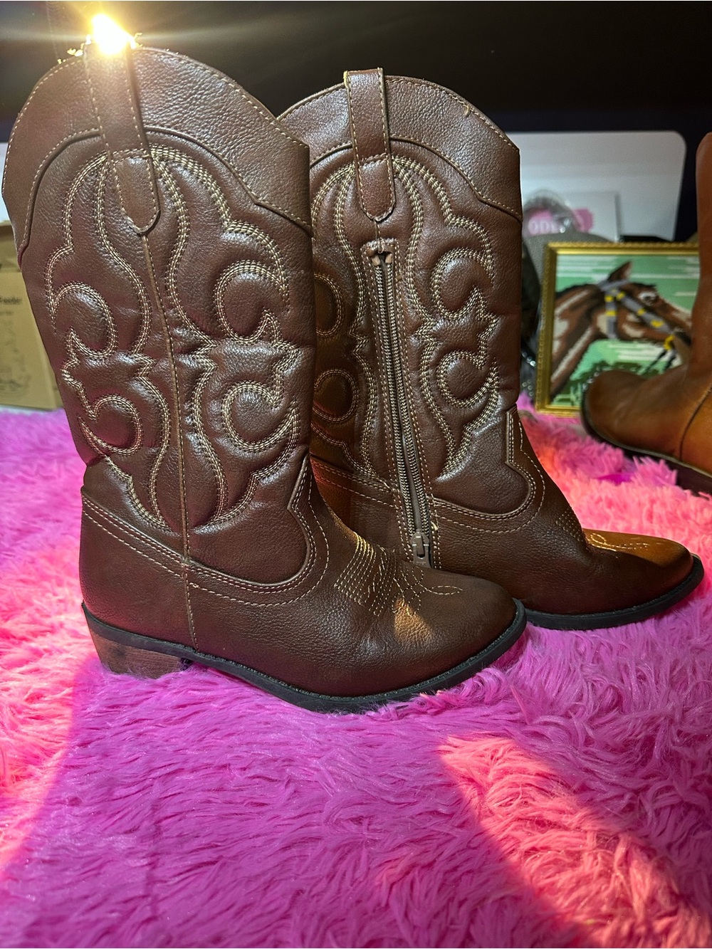 Cat & Jack Brown Kids Western Cowboy Boots